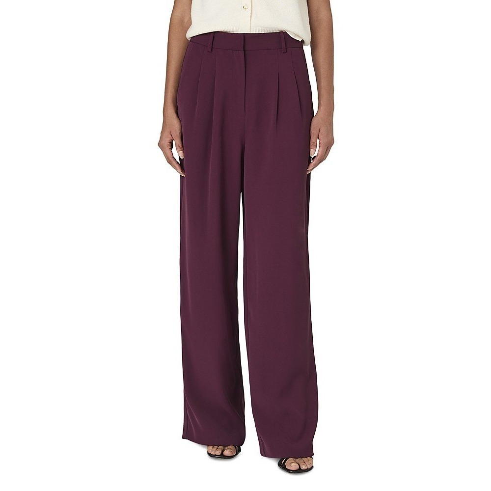 French Connection Pleated Pants Women 12 Burgundy Professional Career Preppy NWT